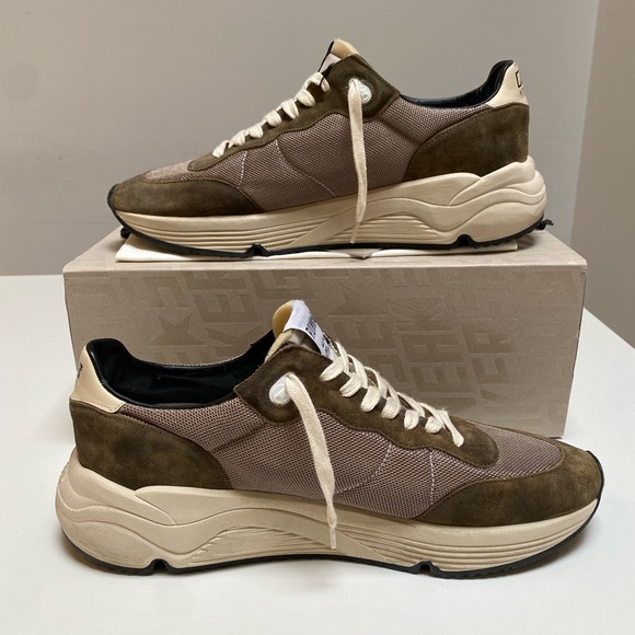 Golden Goose Men’s Running Sole Sneaker in Olive Green/Cream sz 45 New in Box - Picture 5 of 11